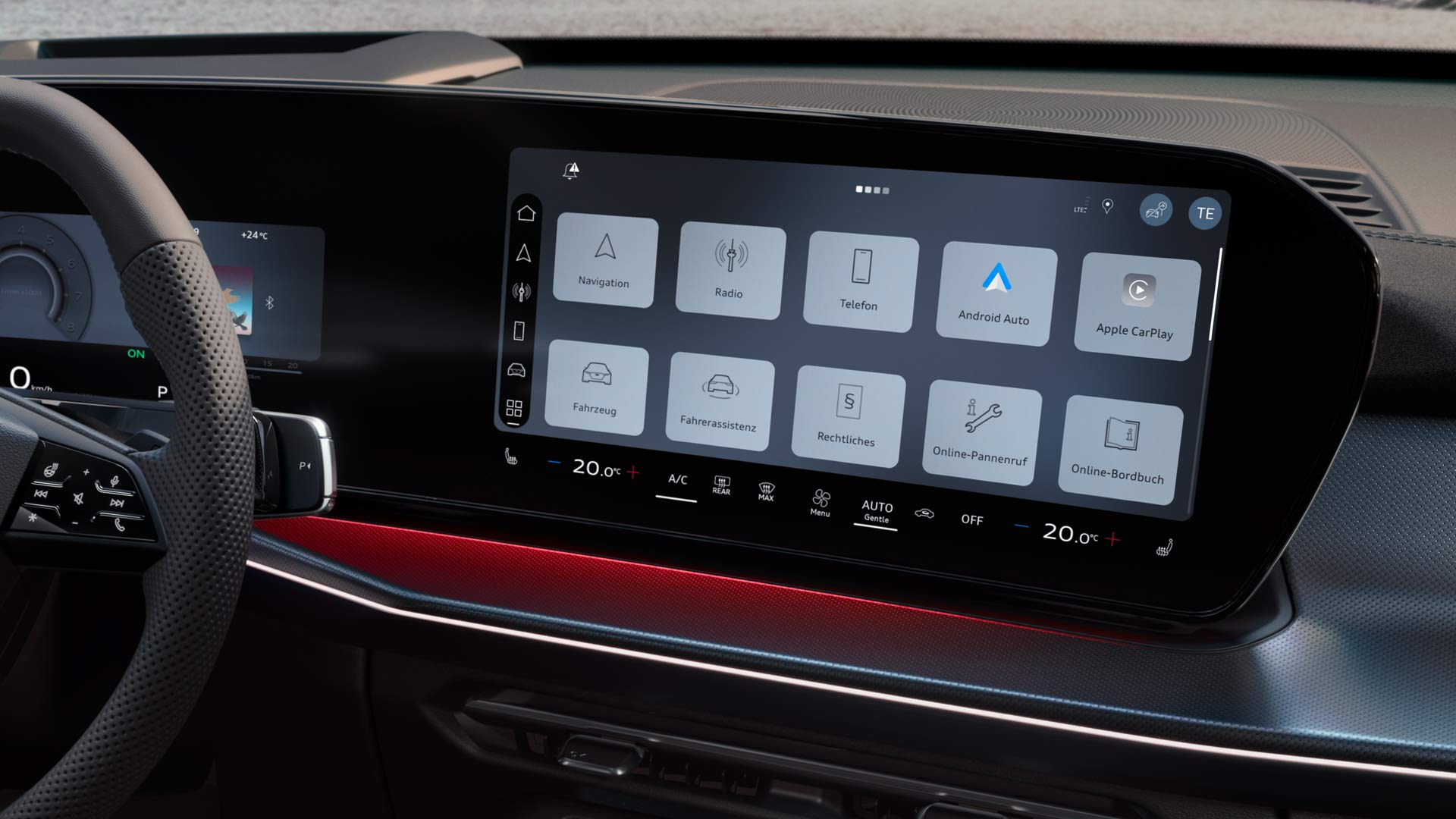 View of the MMI touch display of the Q3 SUV.