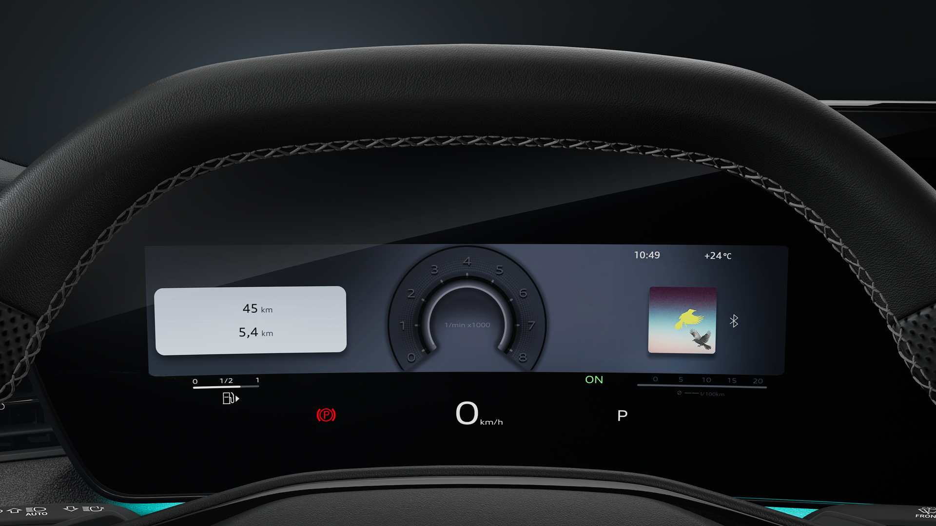 Närbild på Audi virtual cockpit plus.