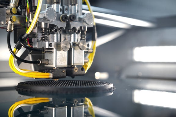 Close-up van de Audi 3D-printer tijdens Greentech Festival 2021.