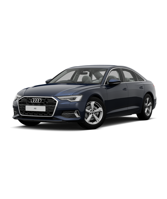 Blue Audi A6 Saloon sport trim on a transparent background.