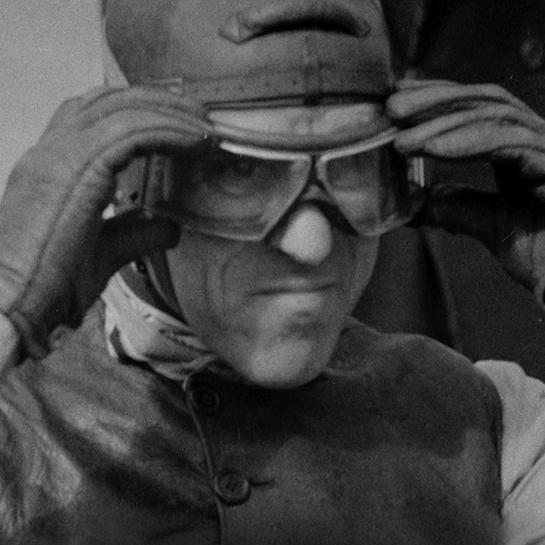 Primo piano di Nuvolari immagine di repertorio