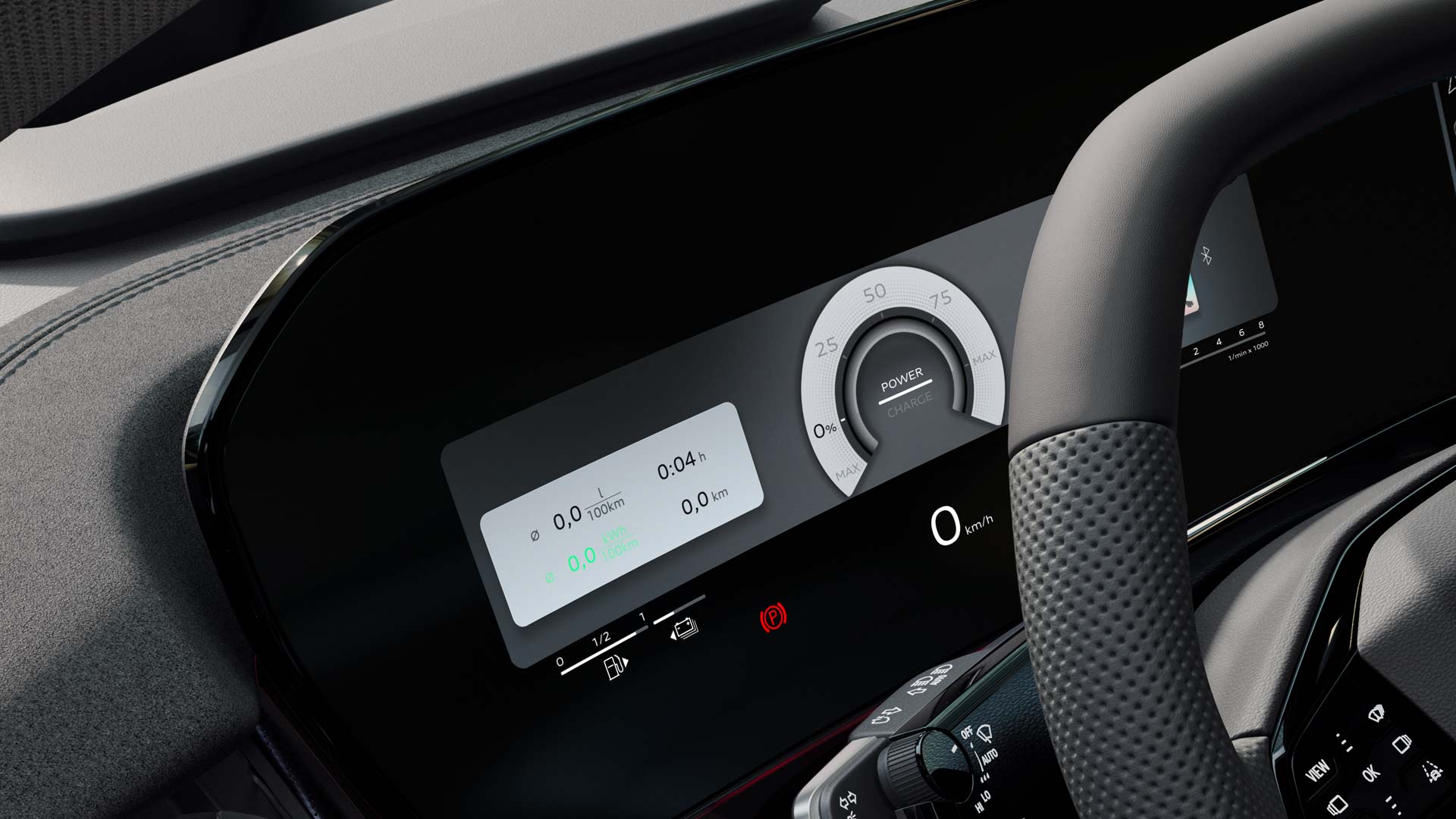 Blick auf das Lenkrad und die digitalen Displays des Audi virtual cockpit plus.