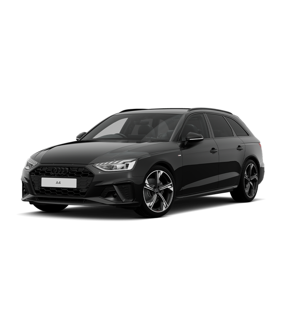 Black Audi A4 Avant black edition trim, isolated on a transparent background.