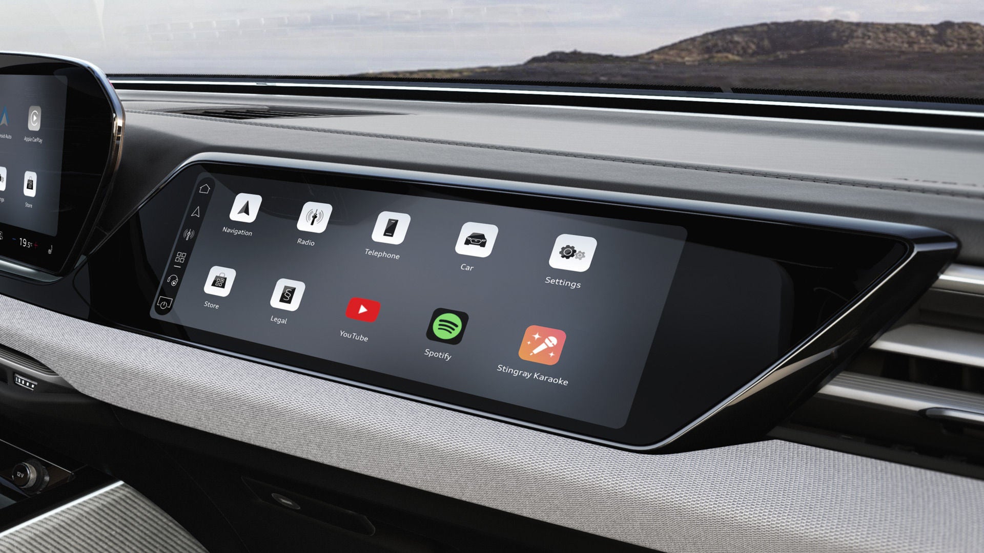 Foto de la pantalla del copiloto del Audi A6 Avant e-hybrid. 