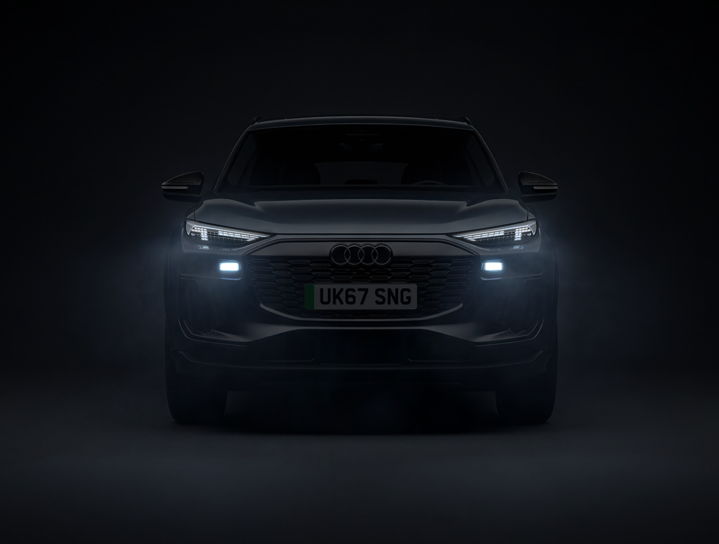 Audi Q6-e-tron exterior view at night