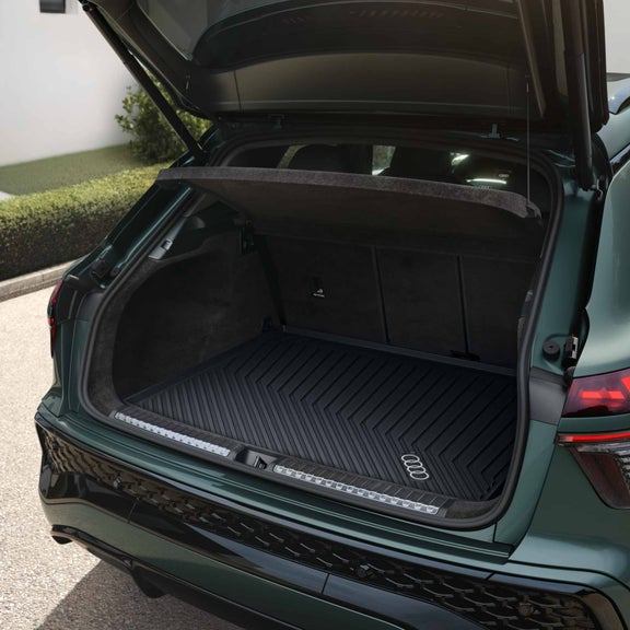 Open trunk Q3 with luggage compartment liner.