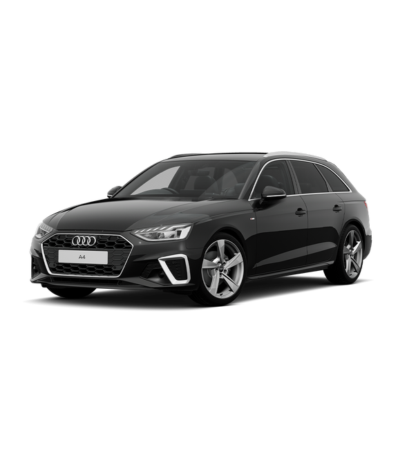 Black Audi A4 Avant s-line trim, isolated on a transparent background.