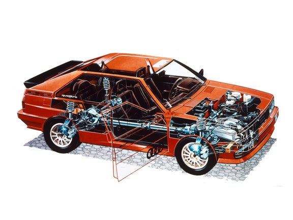 Technical interior photo of the Audi quattro in orange