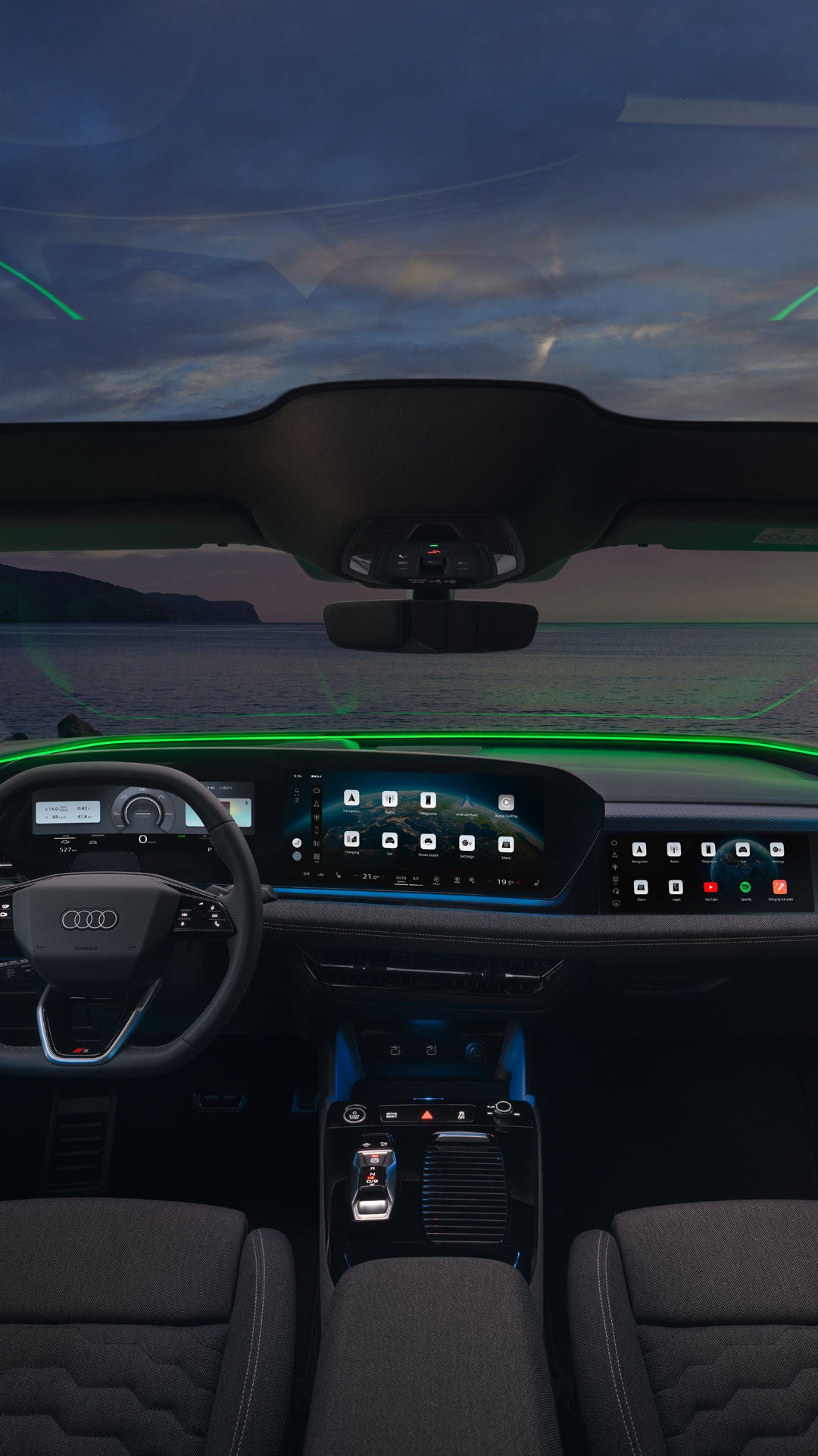Nahaufnahme des Cockpits in einem Audi.