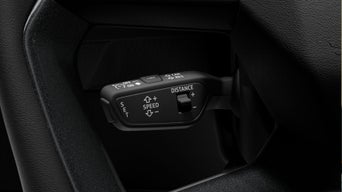 Close up of signal on indicator lever behind steering wheel.