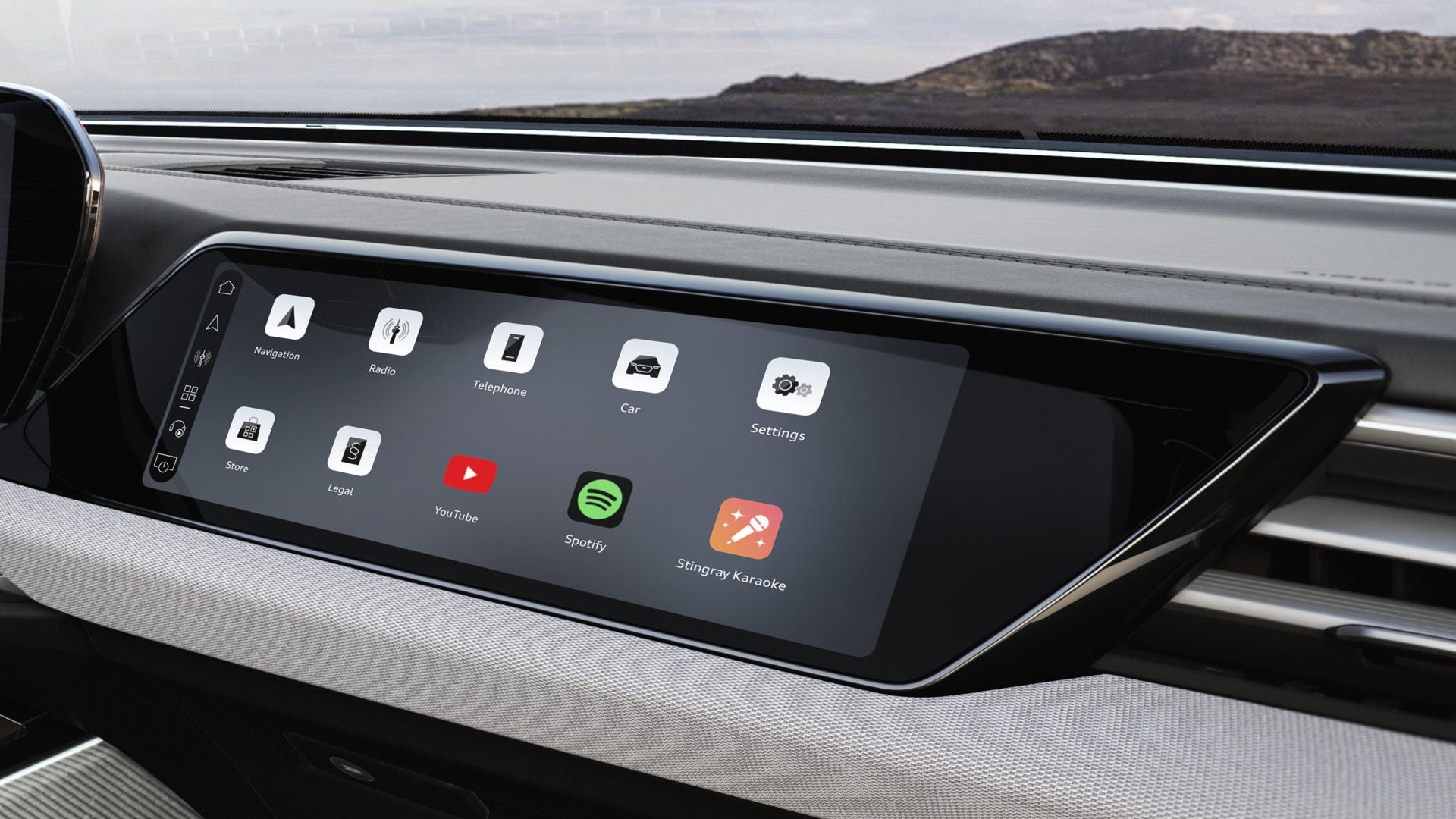 Foto de la pantalla del copiloto del Audi A6 e-hybrid. 