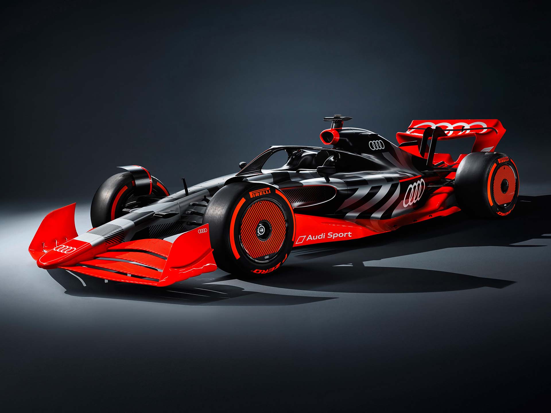 Das Foto zeigt das Formel-1-Showcar mit der Audi Launch Livery.