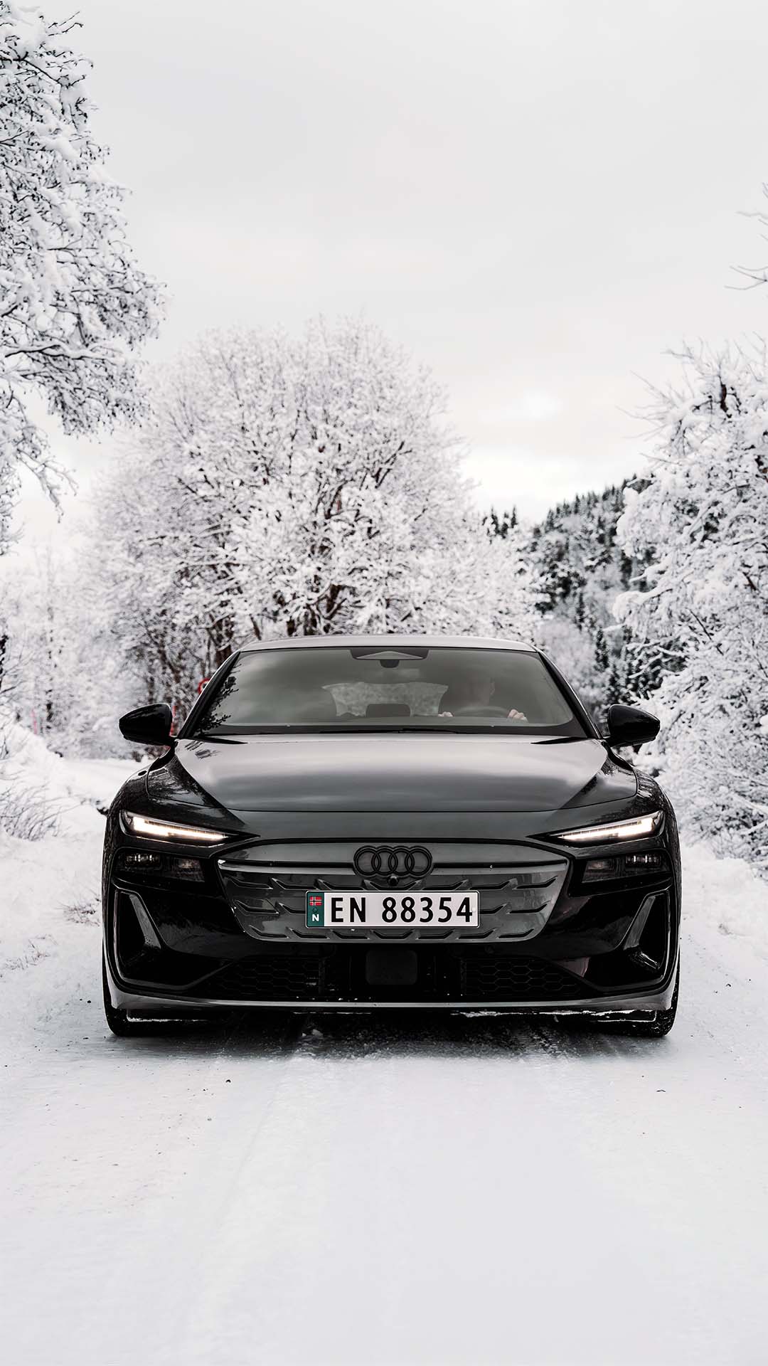 Audi A6 i vinterlandskap