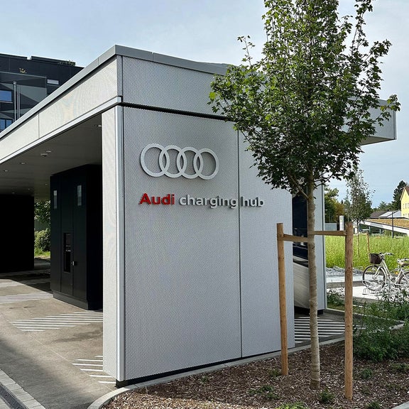 Audi charging hub in München Obersendling