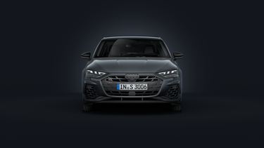 The Audi S3 Saloon, viewed head-on against a dark background.
