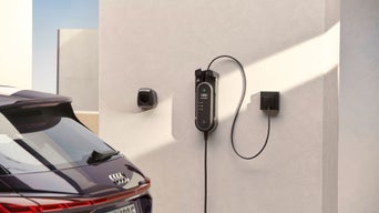 An EV charger mounted on a wall