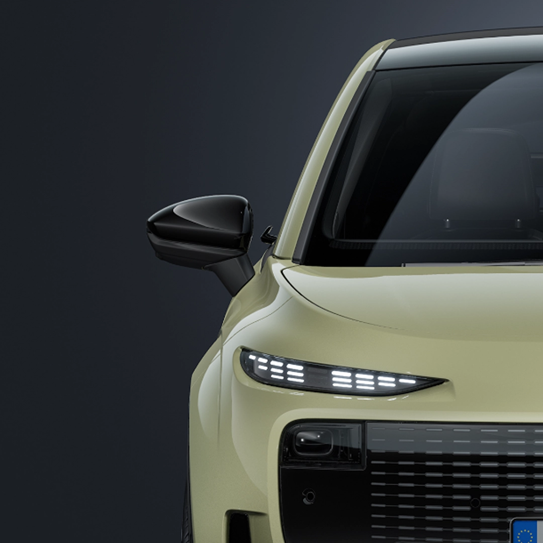 Close up of the A2 e-tron's headlights and grille
