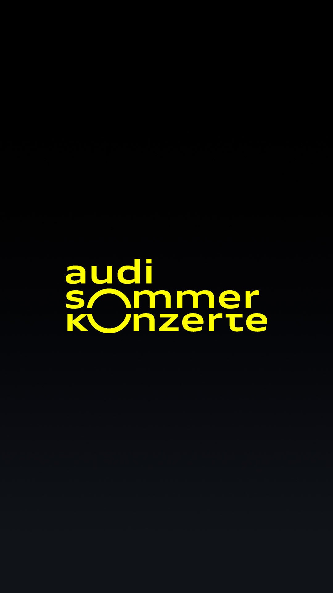 Schwarzer Hintergrund mit hellgelber Aufschrift: Audi Sommerkonzerte.