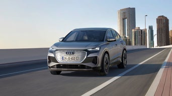 A Q4 Sportback e-tron in motion