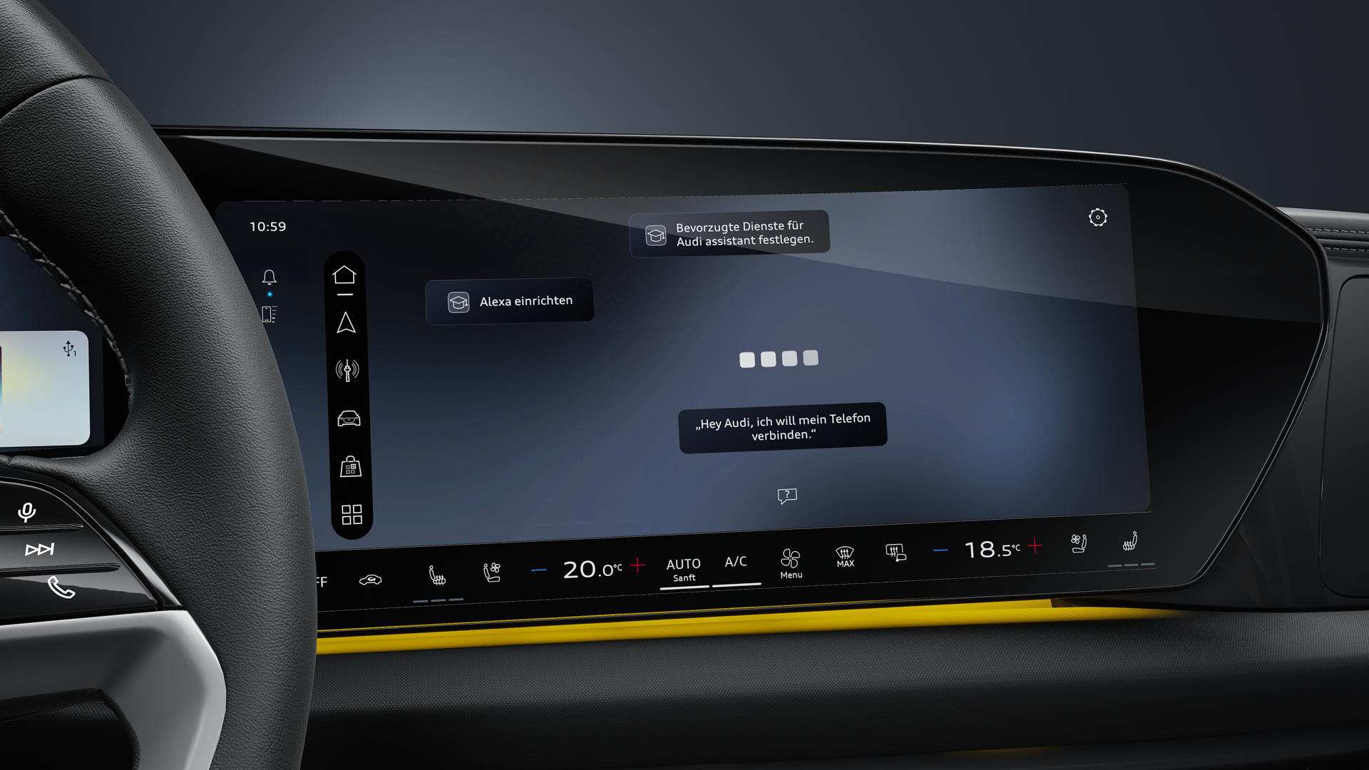 Gros plan sur l'assistant Audi.