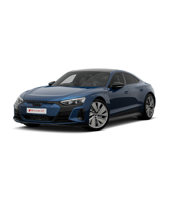 A blue Audi RS e-tron GT on a plain background.