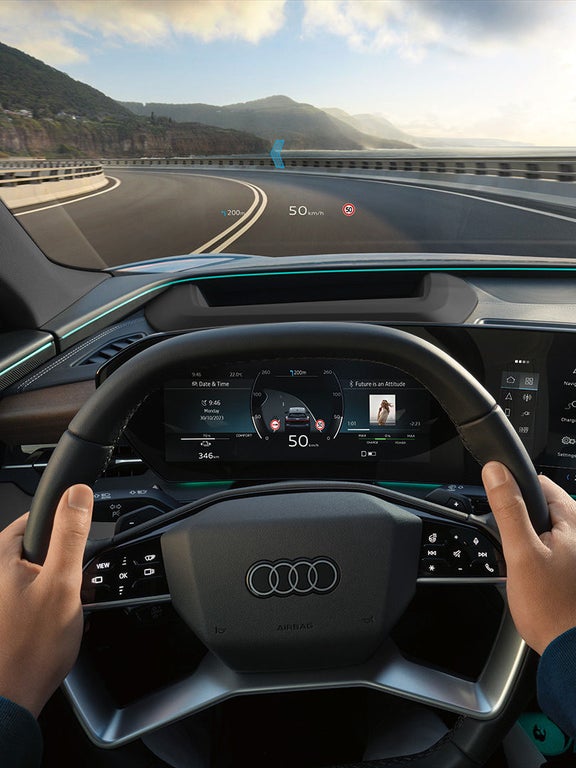 Augmented reality head-up display in the cockpit of the Audi Q6 SUV e-tron