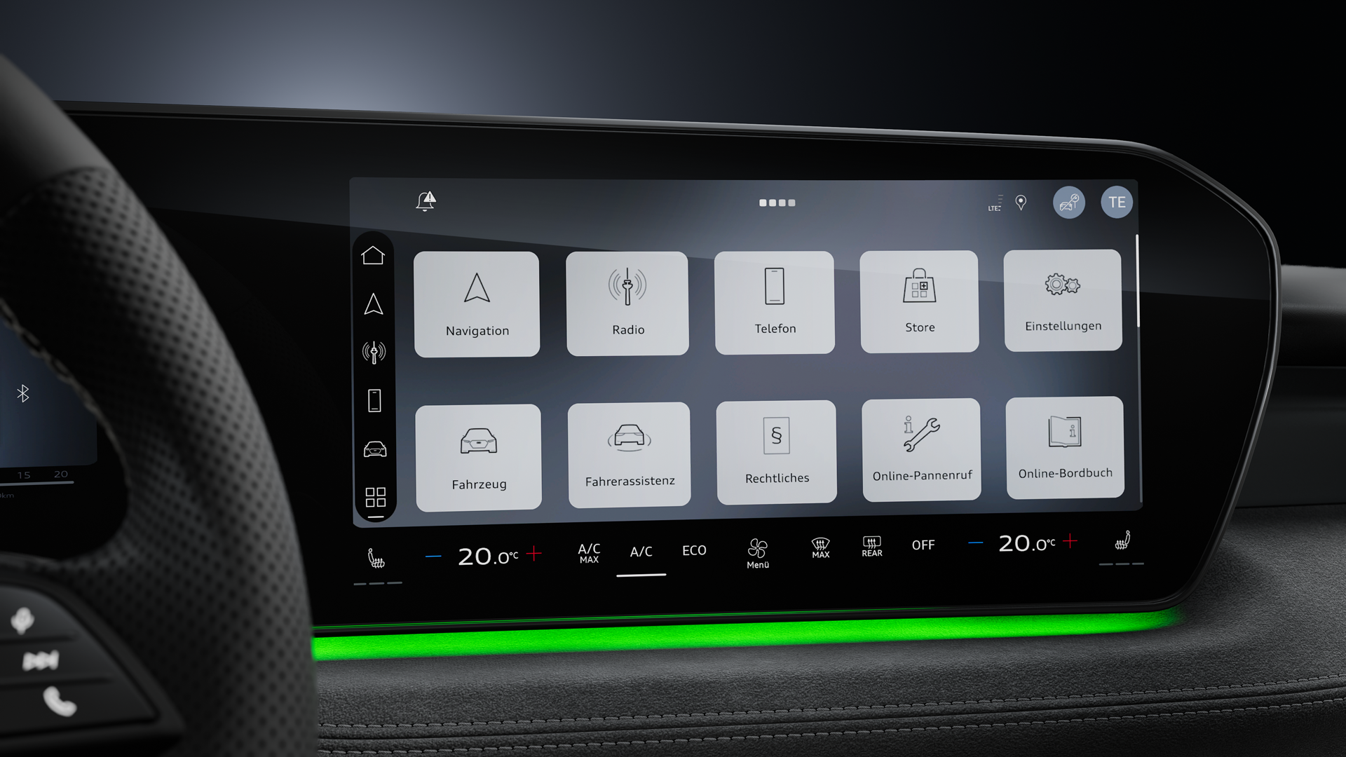 Close-up of the MMI touch display.