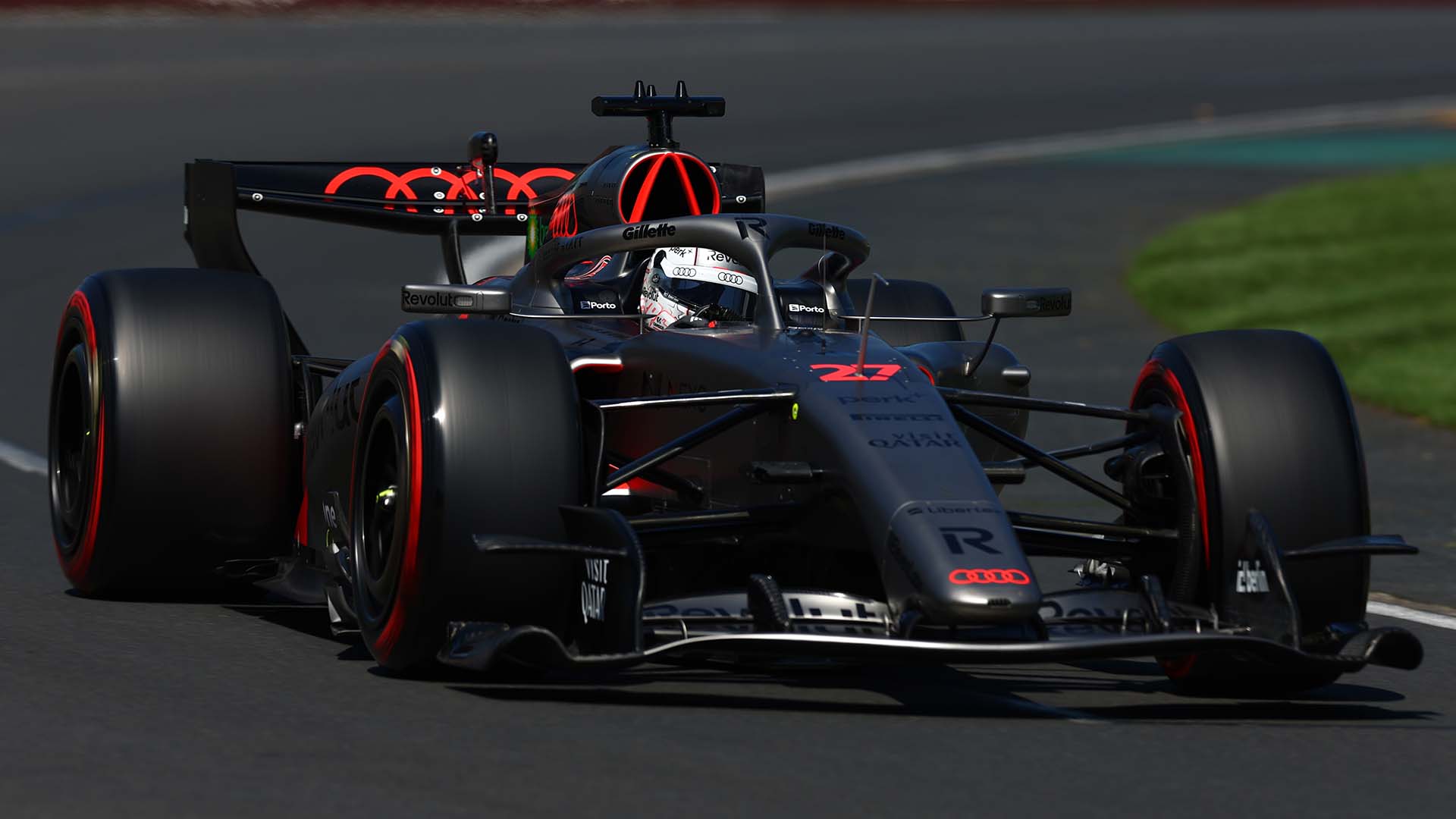 A picture showing the Audi R26 on the race track in Australia.