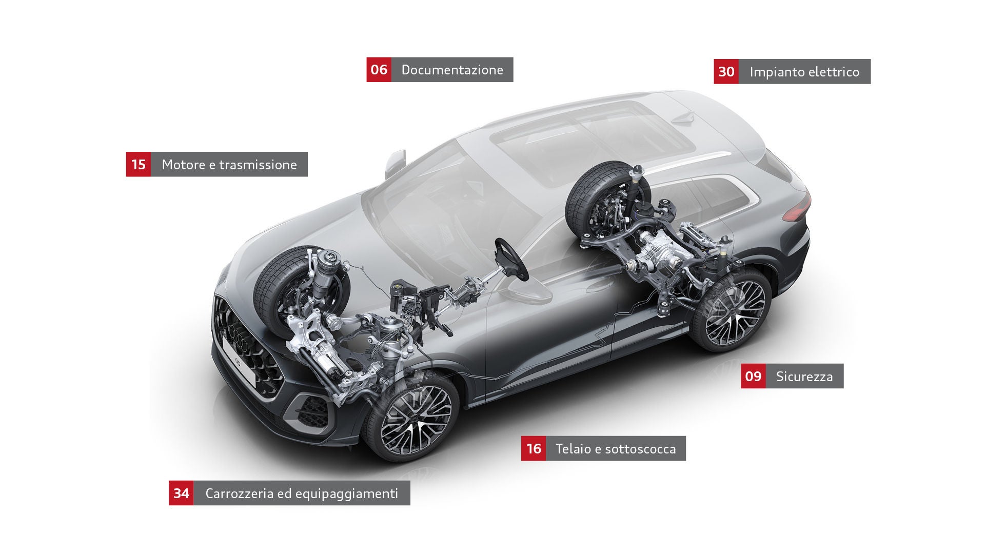 infografica che visualizza sinteticamente i 110 controlli a garanzia della certificazione delle auto usate elettriche Audi con Audi Prima Scelta :plus