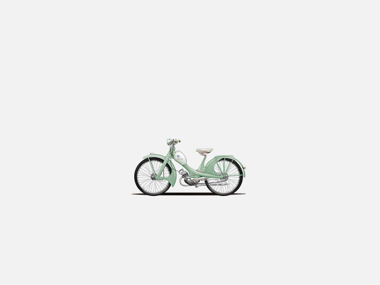 Illustration of the NSU Quickly in light green on a grey background