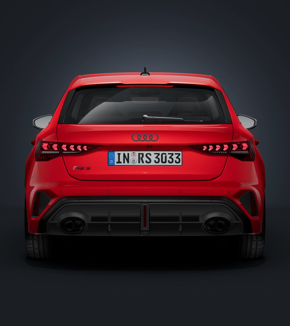 Rear view of the new RS 3 Sportback in red