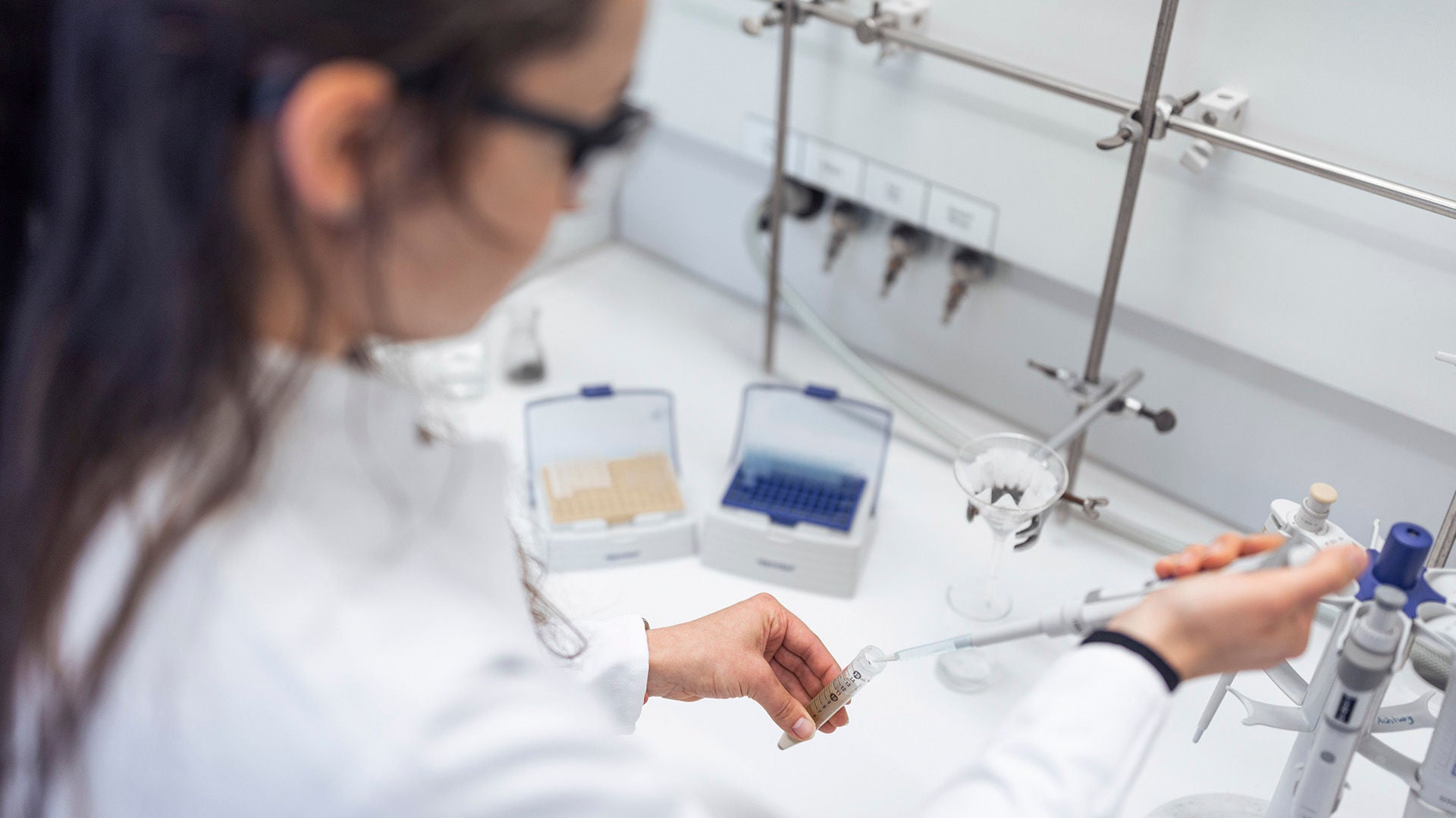 Person works in a laboratory