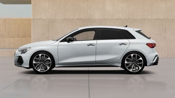 White A3 sportback next to beige wall