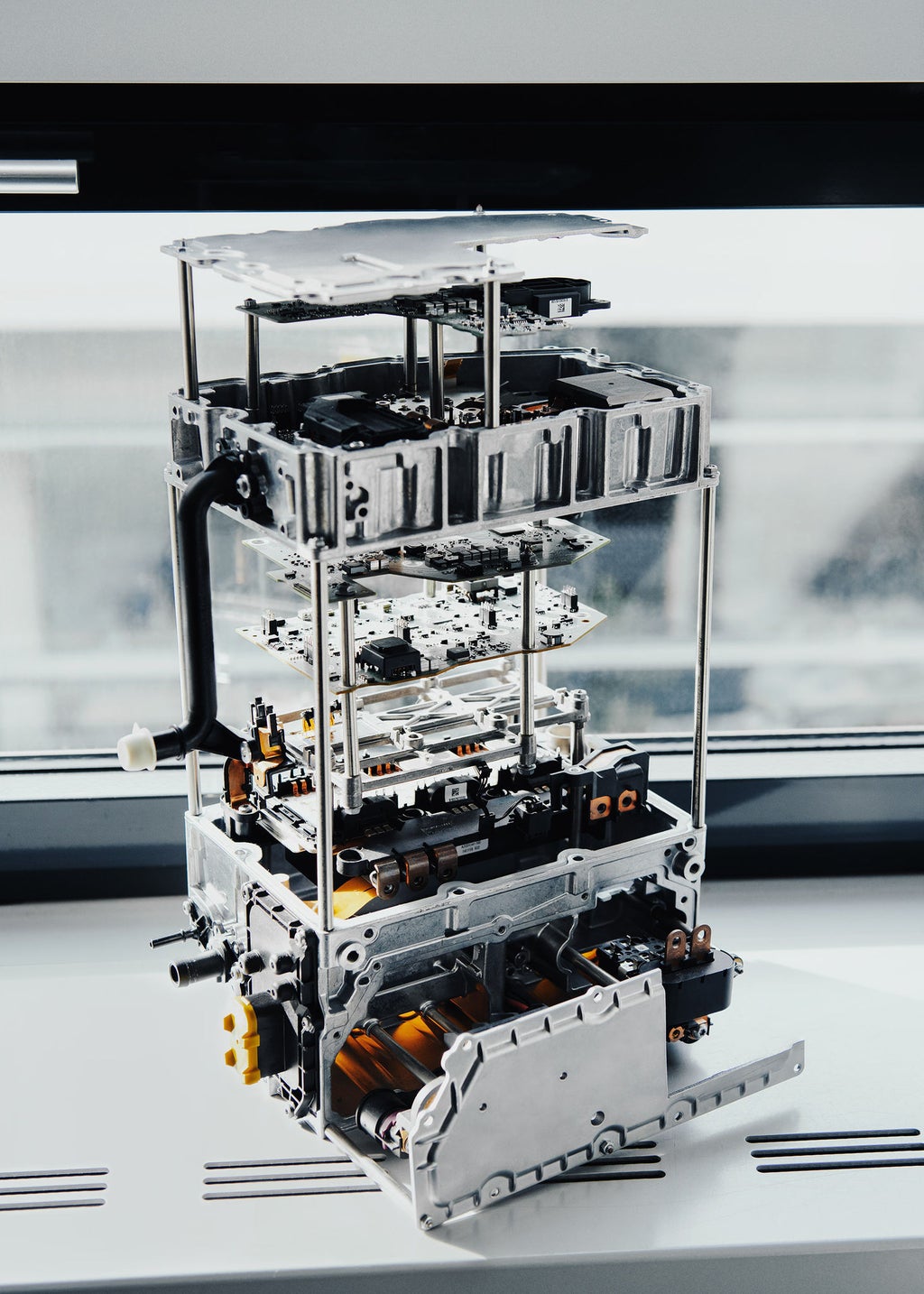 An electric vehicle’s power electronics.
