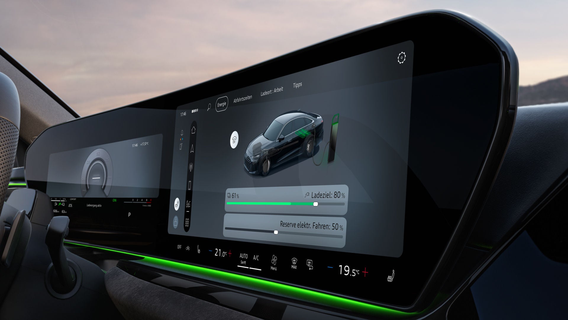 Nahaufnahme des MMI touch-Displays.