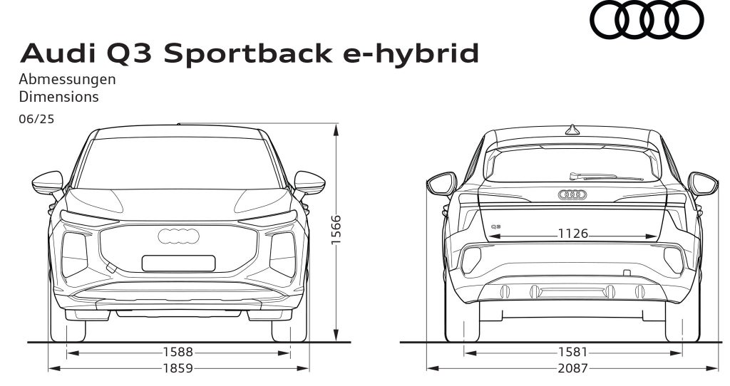 Mått fram och bak på Q3 Sportback e-hybrid