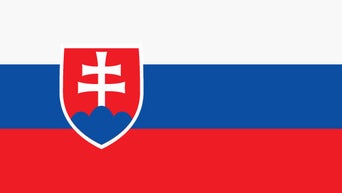Flag of Slovakia with horizontal stripes in white, blue, and red, and a coat of arms on the left side.