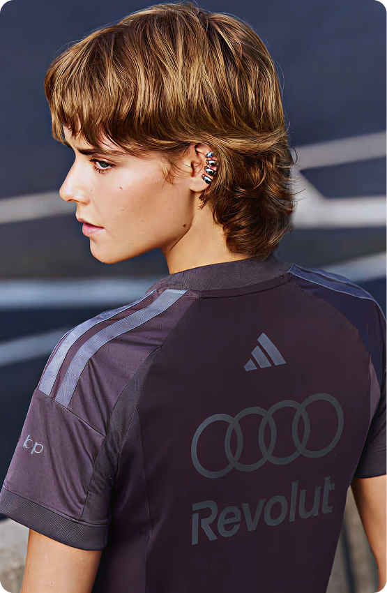 Model wearing Audi shirt