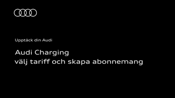 Audi Charging: Instruktionsvideon använder tydliga animationer och skärmbilder för att visa hur du väljer tariff och skapar ett abonnemang i Audi Charging.