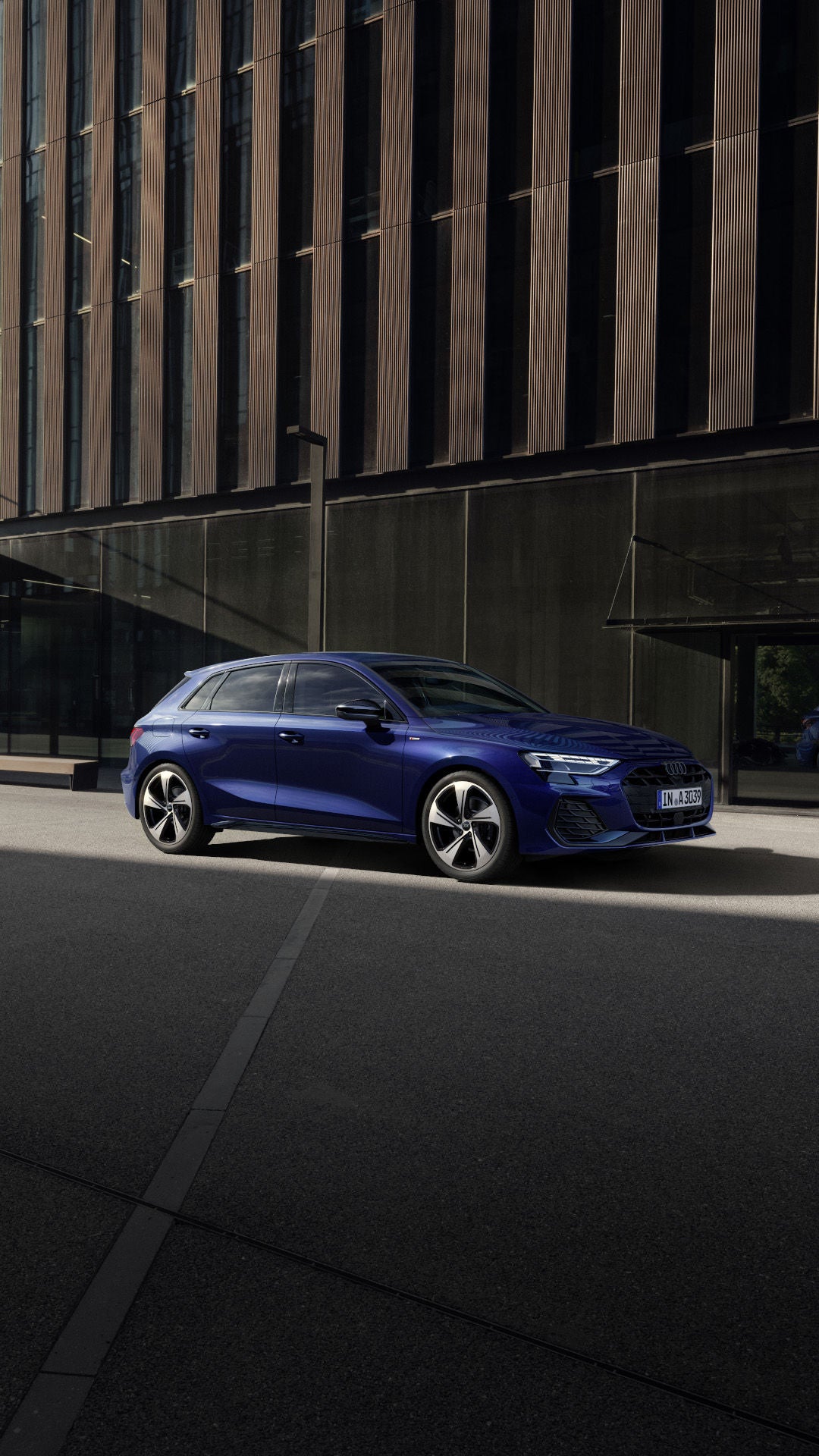 A3 Sportback gezien van schuin linksvoor