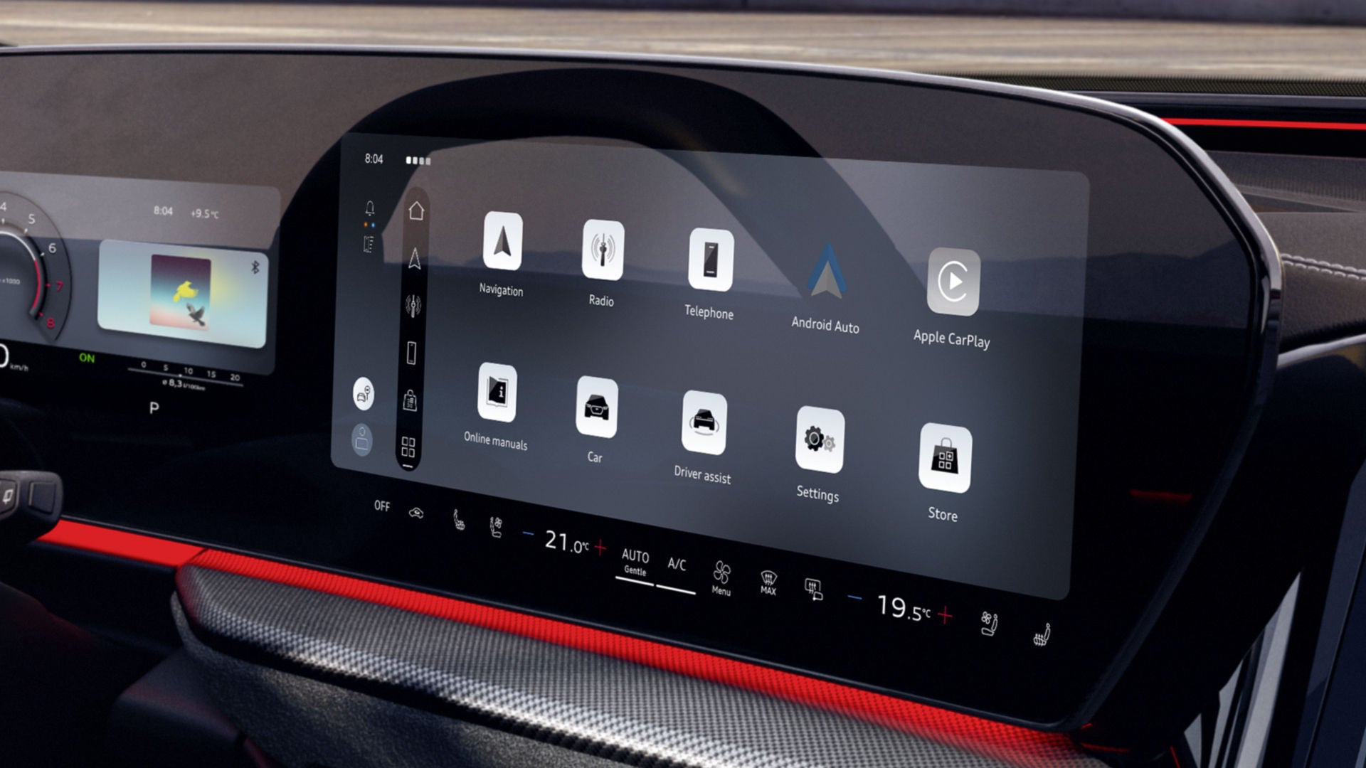 Close-up van het MMI-touchdisplay in de cockpit van de Audi SQ5 Sportback.