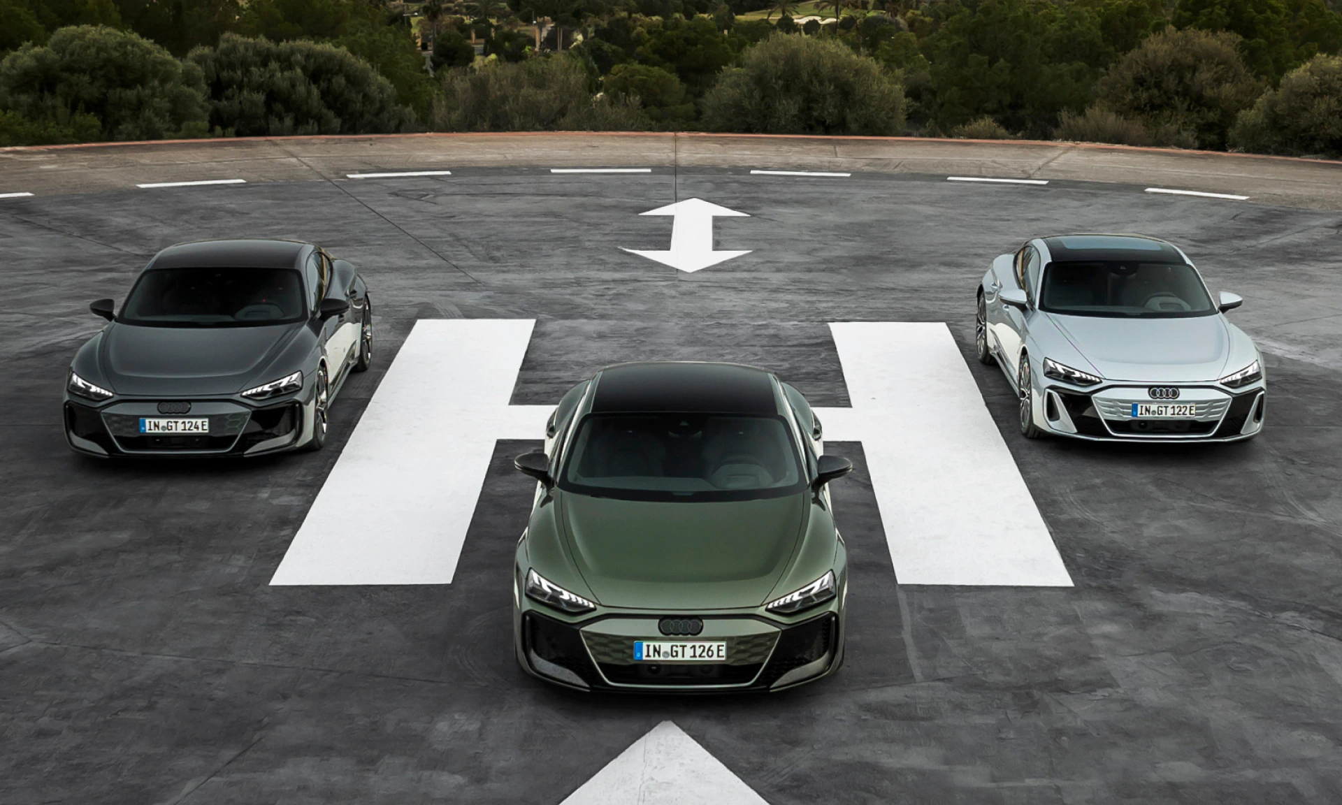 All three Audi e-tron GT models.