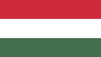 Flag of Hungary with three horizontal stripes in red, white and green.
