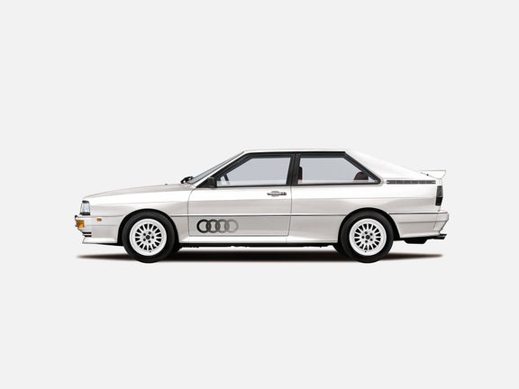 Illustration of the Audi quattro on a grey background