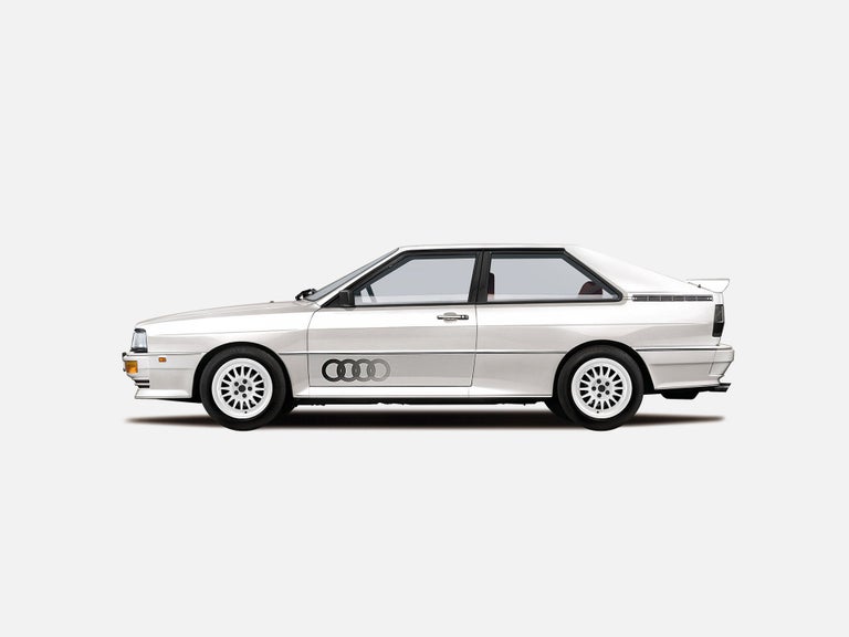 Illustration des Audi quattro auf grauem Hintergrund