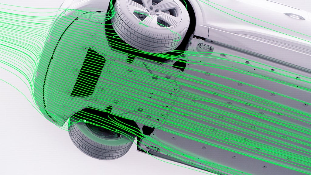 Luftströmmar längs det inneslutna undergolvet.