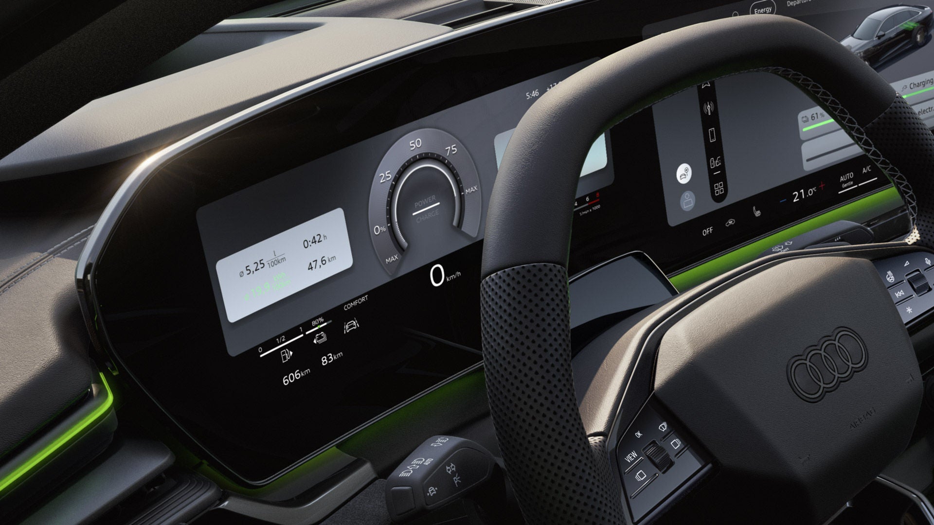 Foto del Audi virtual cockpit plus del Audi A6 e-hybrid. 