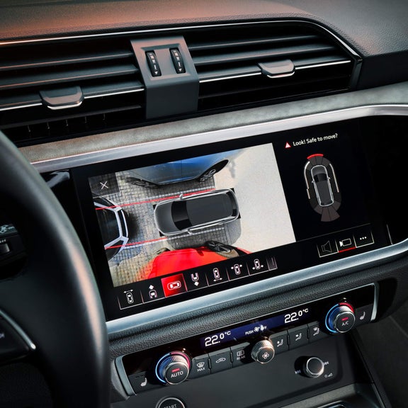 Audi Q3 park assist showing on touch screen. display.