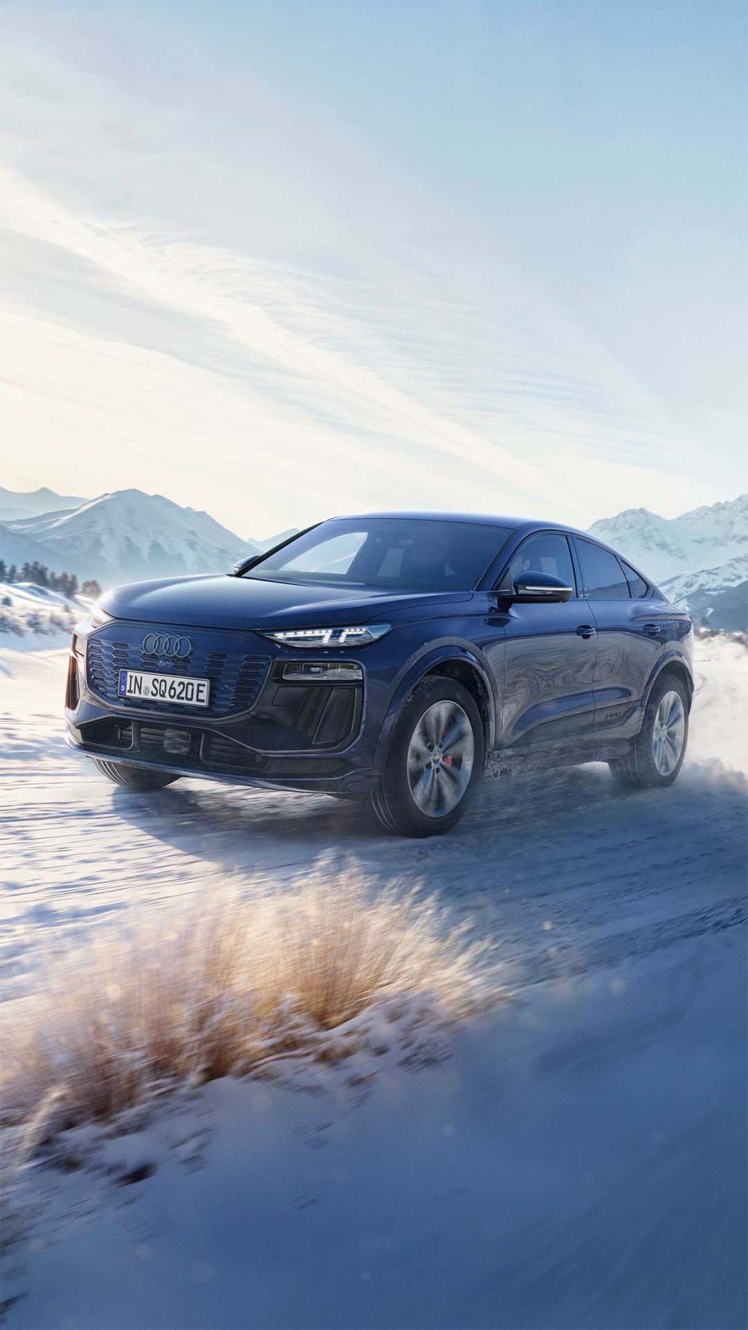 Audi Q6 Sportback e-tron i vinterlandskap