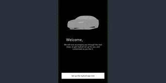 The myAudi app displaying the 'Let's Go' and 'Discover myAudi' buttons